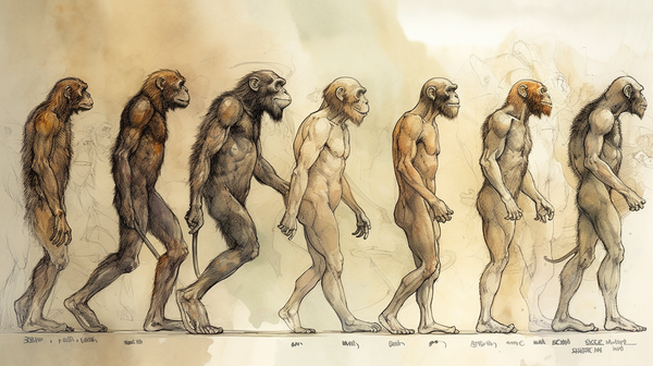 A fictional timeline showing homo sapian evolution
